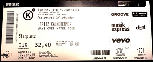 Konzertkarte Fritz Kalkbrenner im Zenith München am 17.01.2015 (Ways over water-Tour)